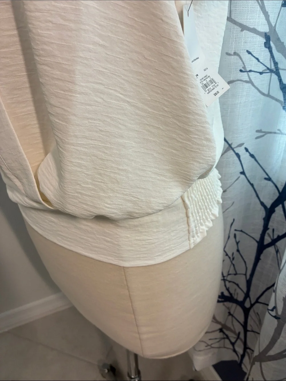 Nine West Cream Surplice Short Sleeve Top - Picture 4 of 8